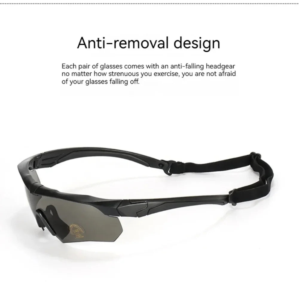 Tactical Goggles CS Airsoft Windproof Army Shooting Polarized Glasses HD 3 Lens