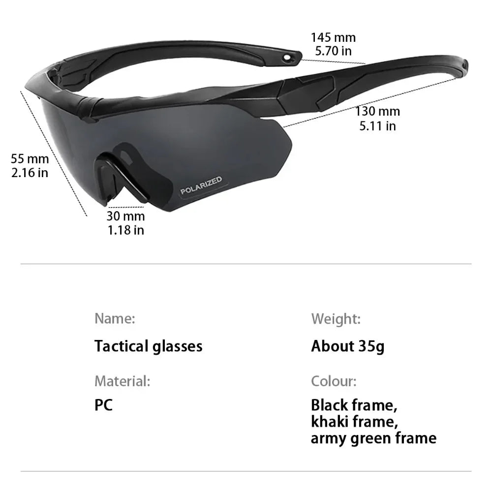 Tactical Goggles CS Airsoft Windproof Army Shooting Polarized Glasses HD 3 Lens