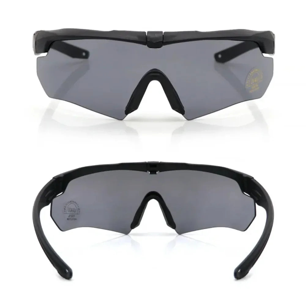 Tactical Goggles CS Airsoft Windproof Army Shooting Polarized Glasses HD 3 Lens