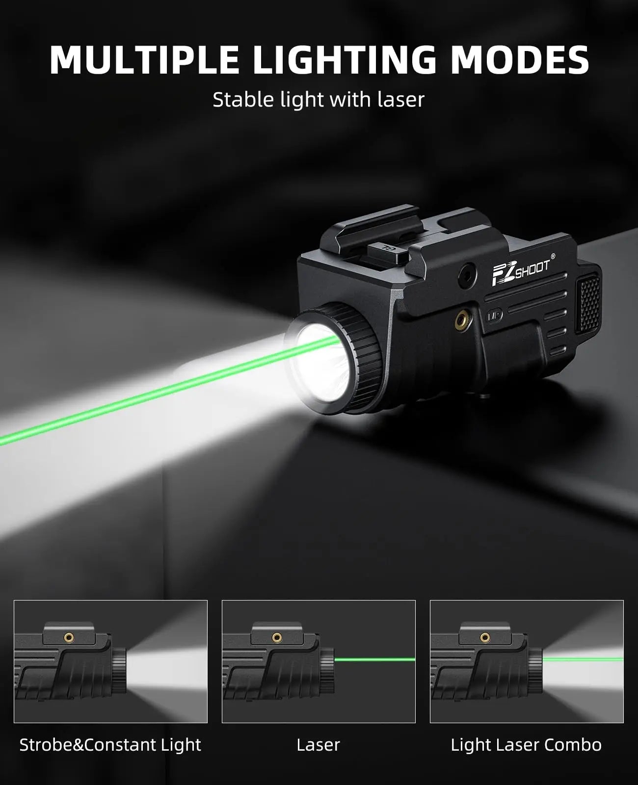 EZ shoot Flashlight 800 Lumens Pistol Green Light Laser Combo