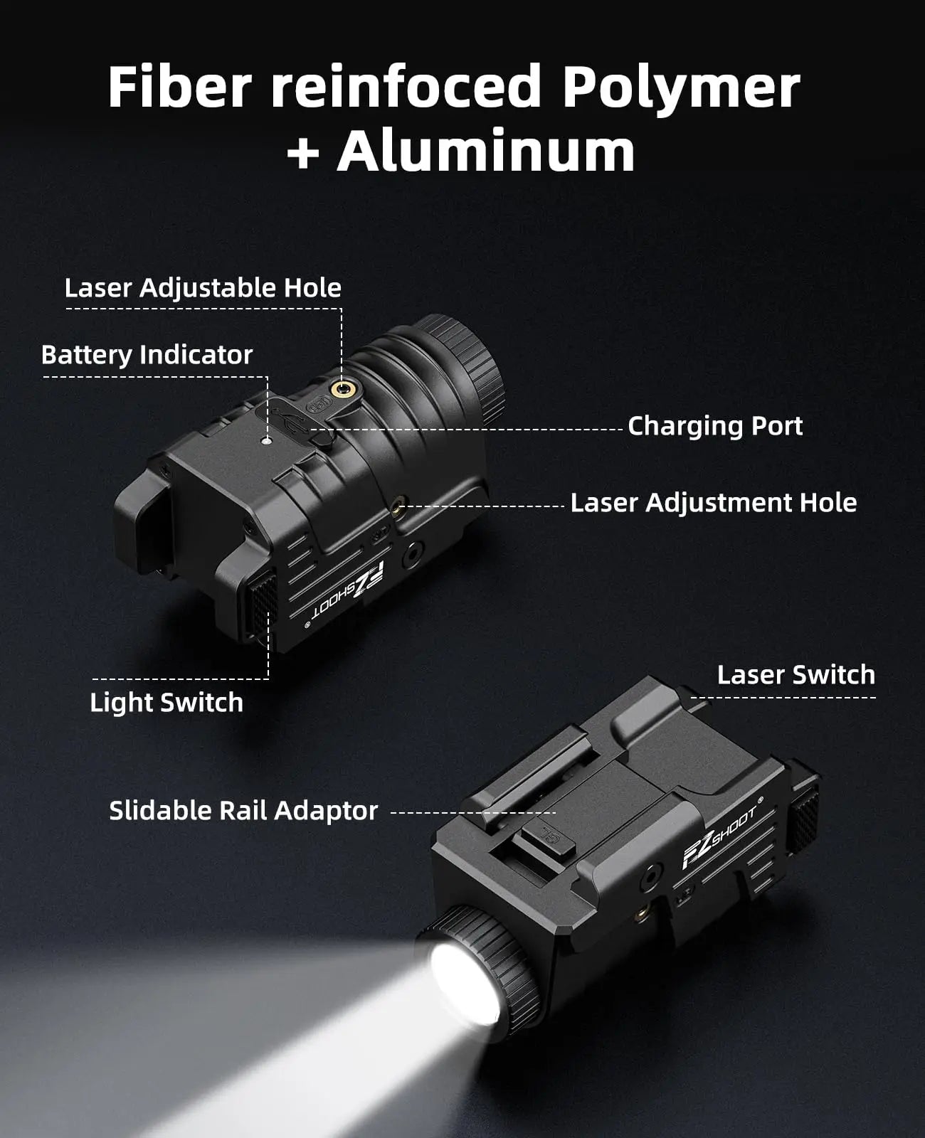 EZ shoot Flashlight 800 Lumens Pistol Green Light Laser Combo