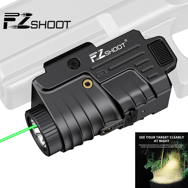 EZ shoot Flashlight 800 Lumens Pistol Green Light Laser Combo