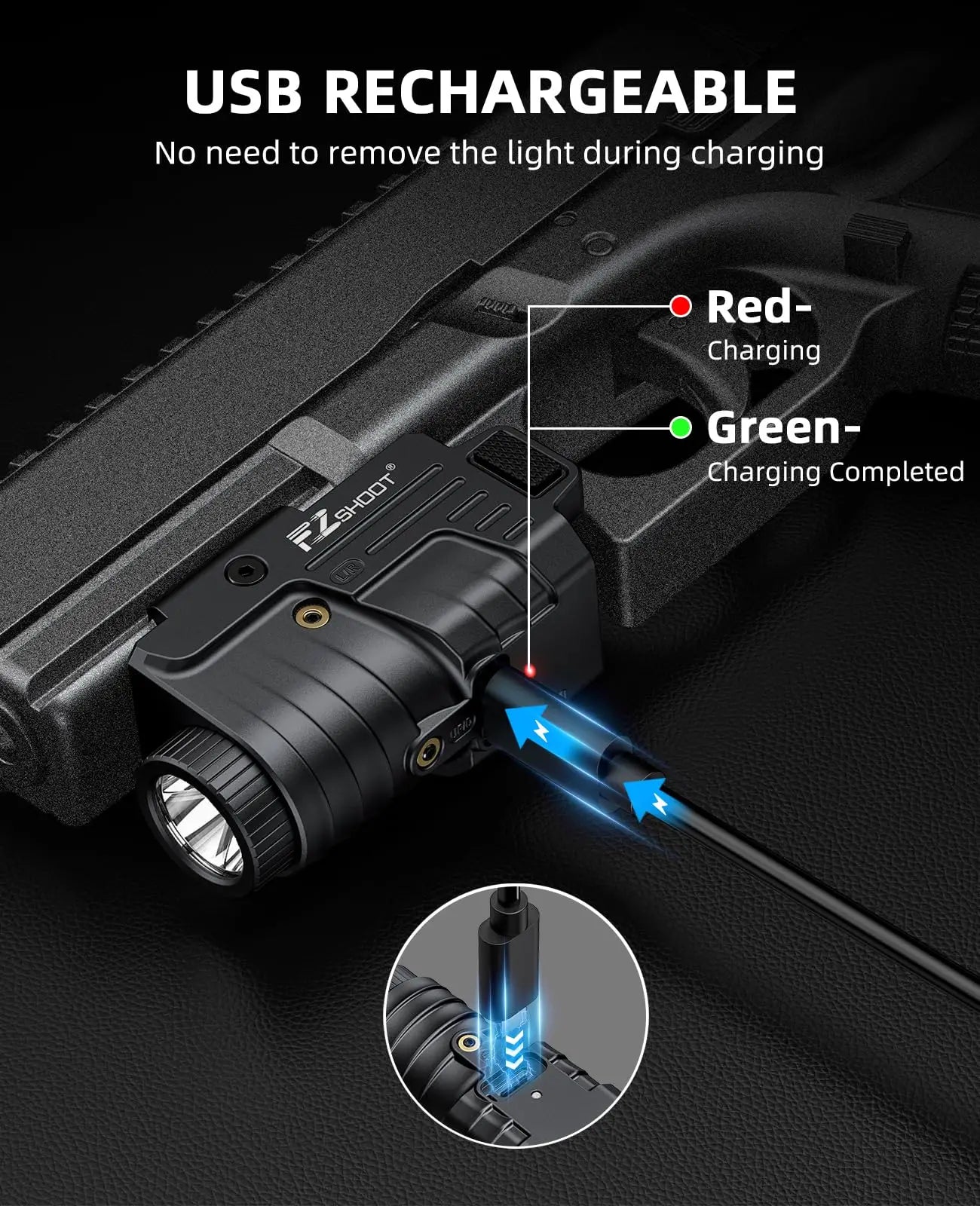 EZ shoot Flashlight 800 Lumens Pistol Green Light Laser Combo